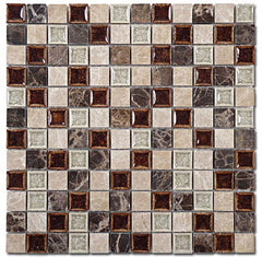 TS901 Coffee & Cream Emperador-style 1" x 1" Mosaic Tile