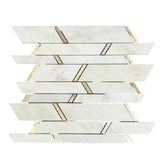 Tenedos Aurora Luxe Chevron Stone Metal Wall Tile-1 piece (Gold)