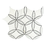 Tenedos HTC191 Snow Petal Polished Marble Mesh-Mounted Mosaic Tile