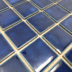 Square Marble Blue Porcelain Mosaic Floor Wall Pool Tile Shiny Look 2x2 (Box of 5.44 Sq Ft)