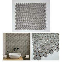 Tenedos HTC242 Slate Penny Matte Ceramic Mosaic Tile