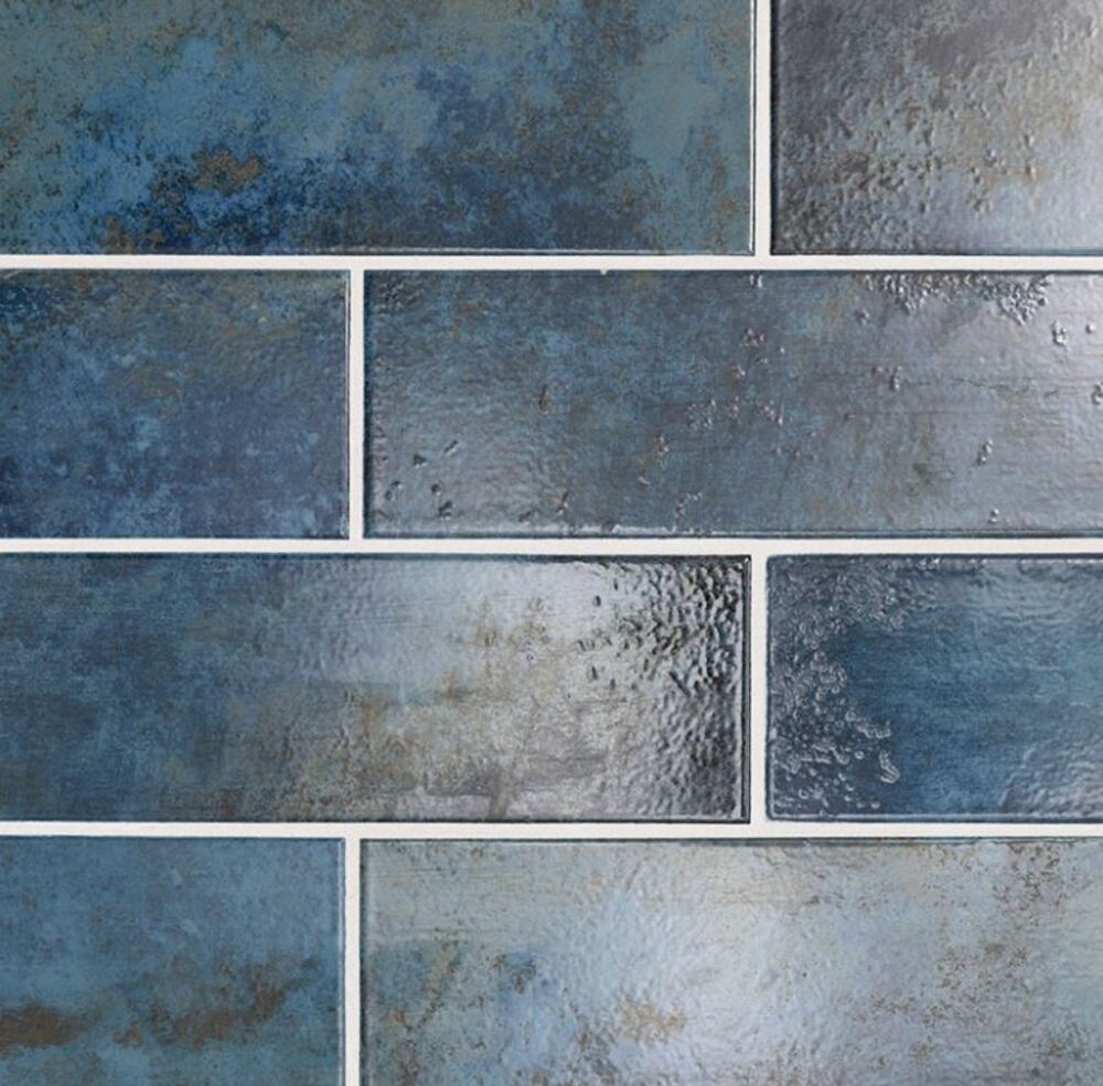4x12 Earthy Brownish Cobalt Blue Ceramic Glossy Wall Subway Tile for Kitchen Wall, Backsplash, Bathroom Shower Wall, Accent Wall Made in Spain