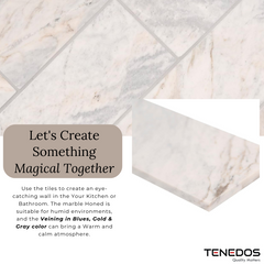 MSI Capri Blue/Gray 4x12 Honed Marble Floor Wall Mosaic Tile for Kitchen Backsplash, Flooring, Bathroom Shower, Fireplace Surround