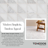 Tenedos HTC173 Nordic Edge Square Marble Mosaic Tile Matte Finish