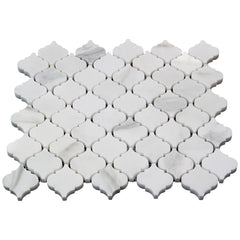 Calacatta Gold Marble Arabesque Baroque Mini Lantern Mosaic Tile Polished (Glossy)