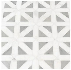 Calacatta Gold Italian Marble with Bianco Dolomite Triangles Geometrica Mosaic Tile Polished (Glossy)