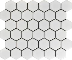 2 in. Hexagon White Glazed Matte Porcelain Mosaic Floor Wall Tile (Box of 10 Sheets)