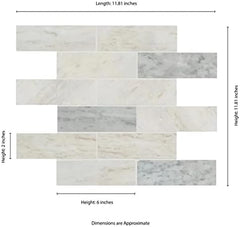 Elegant Cream & Stone Blend Rectangular Marble Panels – Natural Stone Wall Covering for Interior Design, Shower Accent Walls, Kitchen Decorative Surface