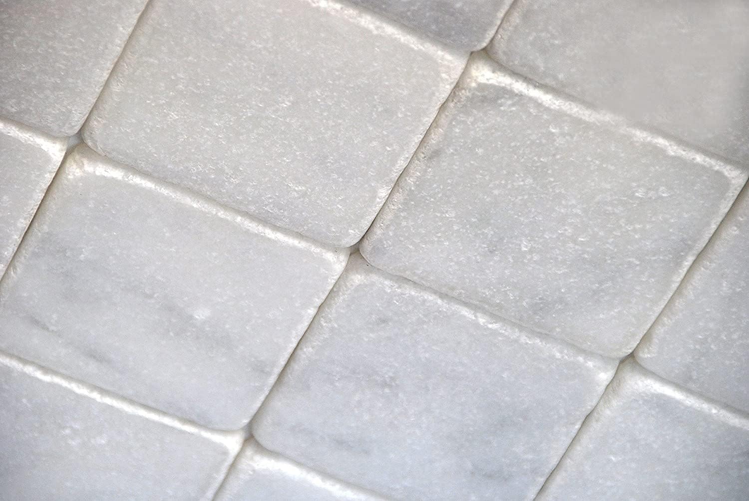 White Carrara 4x4 Tumbled Marble Floor Wall Tile (9 pieces - 1 Sqft)