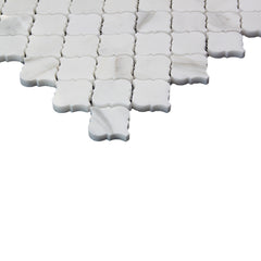 Calacatta Gold Marble Arabesque Baroque Mini Lantern Mosaic Tile Polished (Glossy)