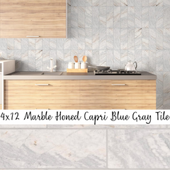 MSI Capri Blue/Gray 4x12 Honed Marble Floor Wall Mosaic Tile for Kitchen Backsplash, Flooring, Bathroom Shower, Fireplace Surround