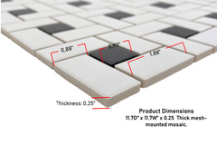 Matte White Porcelain Pinwheel Mosaic Tile with Light Black Dots - Unglazed Floor & Wall Tile for Bathroom (1 Sheet)