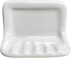 Ceramic Wall-Mounted Soap Dish - White Glazed, Tile Adhesion
