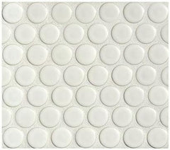 White Penny Round Matte Porcelain Mosaic Tile - (12x12 sheet)