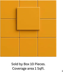 4x4 Mustard Yellow Ceramic Tile-Box of 10 pcs