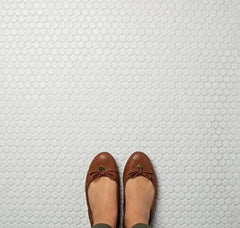 White Penny Round Matte Porcelain Mosaic Tile - (12x12 sheet)