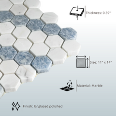 Suzi Marble Hexagon Tile-1 piece