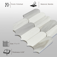 Tenedos HTC190 Moonlit Cascade Marble Mosaic Tile-1 piece