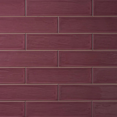 Tenedos Burgundy Purple Handmade Ceramic Subway 3x12 Wall Tile Backsplash Gloss Finish 3 Inch X 12 Inch for Kitchen, Bathroom Shower, Accent Decor, Fireplace