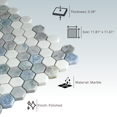 Alezza Hexagon Marble Tile- 1 piece