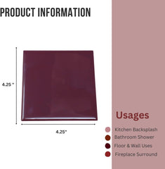 4x4 Burgundy Ceramic Tile-Box of 10 pcs