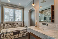 Cappuccino Blend Decorative Stone & Glass Wall Accent Panel – Linear Design for Kitchen & Bathroom – 1 Sheet