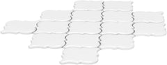 Tenedos Crystal Glow Glossy White Arabesque Porcelain Mosaic Tile 12x13 in for Kitchen Backsplash Bathroom Wall Shower Fireplace Accent