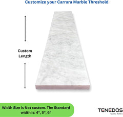 Carrara White Marble Threshold with Honed Finish – 3/4" Thick Stone Saddle for Doorway, Shower Curb & Window Sill