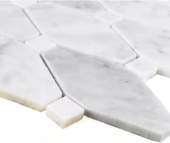 Tenedos HTCRC Bianco Carrara Large Rhombus Marble Mosaic Tile | 12 x 12 Inch Mesh-Mounted | Kitchen Backsplash Bathroom Shower Accent Wall