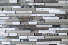 Cappuccino Blend Decorative Stone & Glass Wall Accent Panel – Linear Design for Kitchen & Bathroom – 1 Sheet