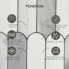 Tenedos HTC190 Moonlit Cascade Marble Mosaic Tile-1 piece