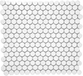 White Penny Round Matte Porcelain Mosaic Tile - (12x12 sheet)