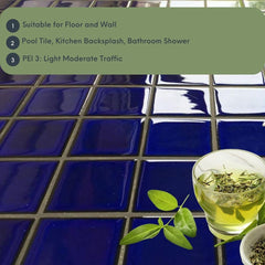 2x2 Dark Blue Glossy Square Wall Cover Panels (1 sheet)