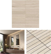 Almond Grove Decorative Beige Wood Look Porcelain Accent Panel – Matte Finish – Waterproof Floor & Wall Use – 1 Sheet