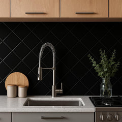 Tenedos Matte Ceramic Tile for Bathroom Wall, Shower Surround, and Kitchen Backsplash – Classic Square Design 4 x 4-1/4 Inch – 10 Pieces