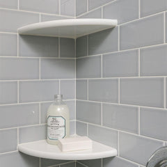 Pure White Engineered Marble Shower Corner Shelf - 9"x9" Polished, Stain Resistant, Maintenance Free (1 Piece)