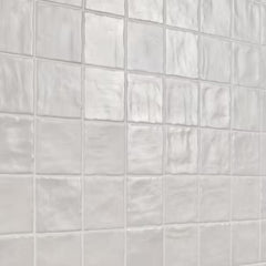 Tenedos 4x4 Inch HTCFD Premium Quality Matte Zellige Ceramic Tile with Subtle Shimmer | Handmade Look Moroccan Square Wall Tile for Kitchen Backsplash & Bathroom Wall