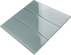 4x12 Glossy Light Grey Subway Glass Mosaic Tile
