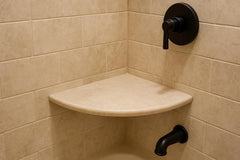 Ivory Light Travertine Corner Shower Shelf – 9 Inch Filled and Honed Stone Bathroom Accessory
