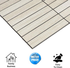 Almond Grove Decorative Beige Wood Look Porcelain Accent Panel – Matte Finish – Waterproof Floor & Wall Use – 1 Sheet