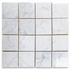 Tenedos Bianco Greyish Carrara Premium Italian 6x6 Marble Polished Wall Floor Tile 1 Square Feet (4 pieces)