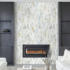 Aurora Cloud Brick Marble Mosaic Tile – Polished Natural Stone Subway Pattern for Bathroom, Kitchen Backsplash, and Shower Walls