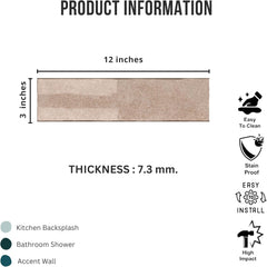 Tenedos HTCRC 3x12 Glossy Ceramic Wall Tile – Kitchen Backsplash Bathroom Wall Shower Accent – Decorative Color Variation – 1 Box (50 Pieces)