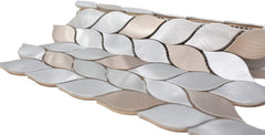 Luxury Silver & Bronze Leaf Metal Mosaic Tile - Aluminum Backsplash for Kitchen & Bathroom Walls (1 Sheet)