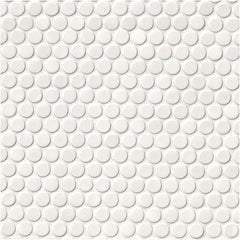 White Glossy Penny Round Porcelain Mosaic Tile - 1 Sheet, Ideal for Backsplash, Shower Walls, Bathroom & Kitchen Decor
