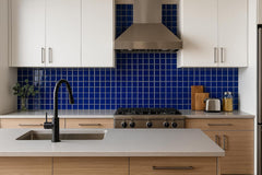 2x2 Dark Blue Glossy Square Wall Cover Panels (1 sheet)