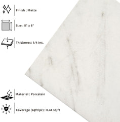 Tenedos HTCRC 8x8 Matte Porcelain Subway Tile – Soft Stone Look Wall Tile for Kitchen Backsplash, Bathroom & Shower Walls