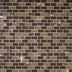 Natural Glass and Stone Blend Mosaic - Rectangular Accent Tile for Modern Interiors (1 Sheet)