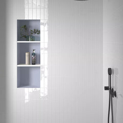 Tenedos HTCFD 2x6 Glossy White Porcelain Wall Tile, High Gloss Finish, Pressed Edge, Bathroom Floor & Shower Wall Suitable, Indoor Outdoor Use – Box of 66 Pieces