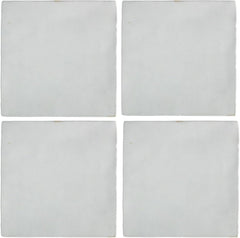 Tenedos 5x5 Glossy Ocean Blue Zellige Look Ceramic Wall Tile – Handmade Style Square Field Tile for Kitchen and Bathroom (4 Pieces)